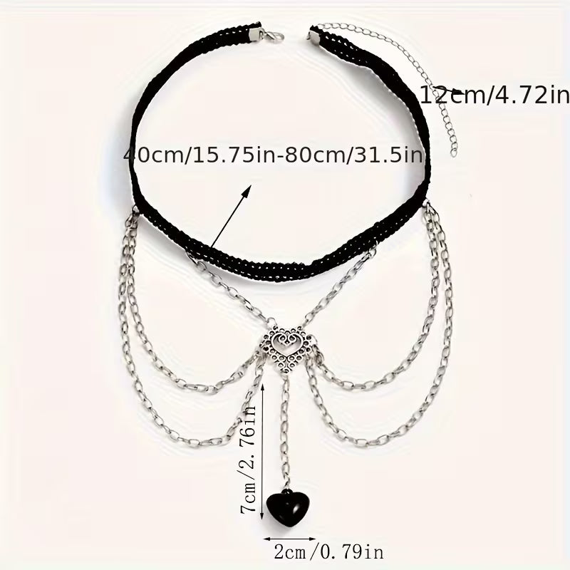 Gothic Multi-Layer Elastic Heart Leg Chain