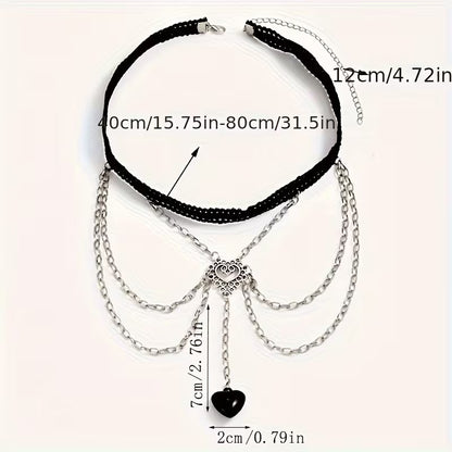 Gothic Multi-Layer Elastic Heart Leg Chain
