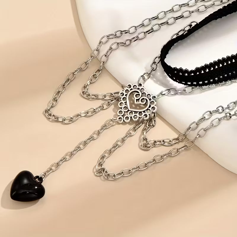 Gothic Multi-Layer Elastic Heart Leg Chain