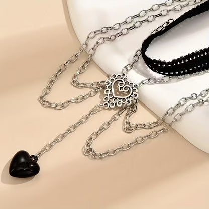 Gothic Multi-Layer Elastic Heart Leg Chain