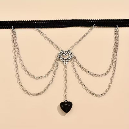 Gothic Multi-Layer Elastic Heart Leg Chain