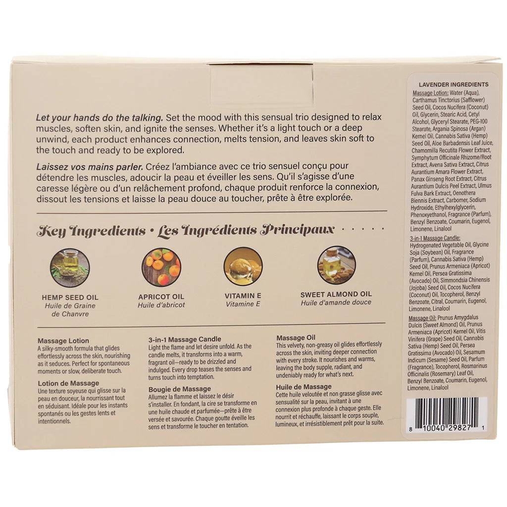 Hemp Seed Tranquility Trio Massage Kit in Lavender