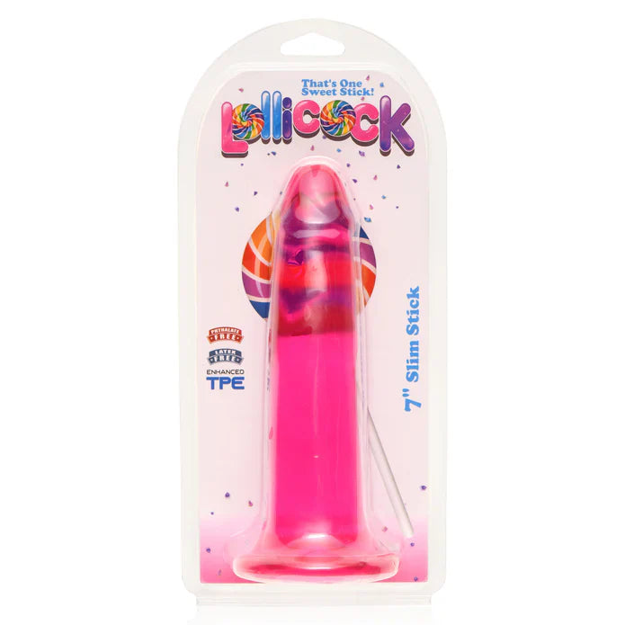 Lollicock 7 Inch Slim Stick Cherry Ice Dildo