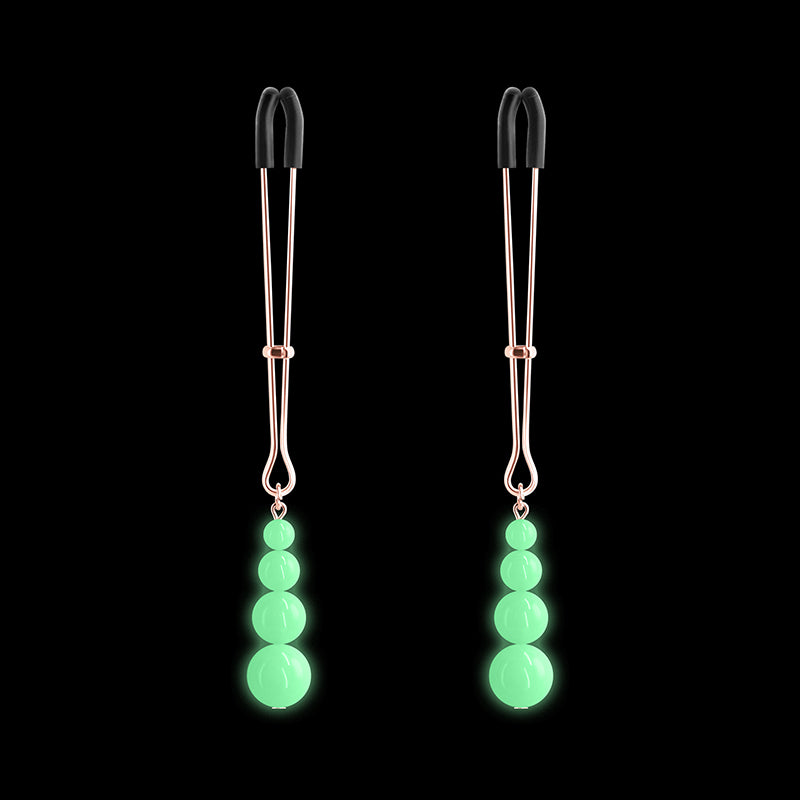 Nipple Clamps Rose Gold Glows in the dark