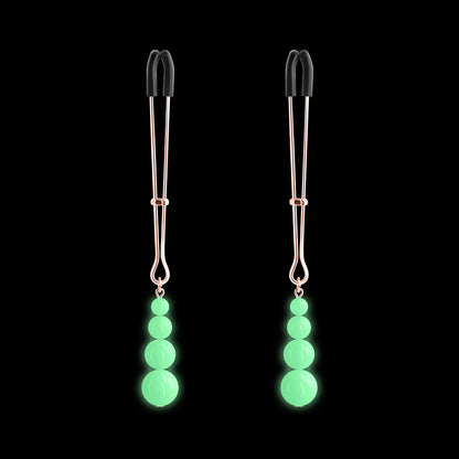 Nipple Clamps Rose Gold Glows in the dark