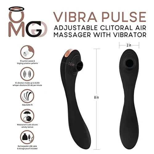 OMG Vibra Pulse Clitoral Air Massager and Vibrator - Black