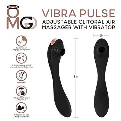 OMG Vibra Pulse Clitoral Air Massager and Vibrator - Black