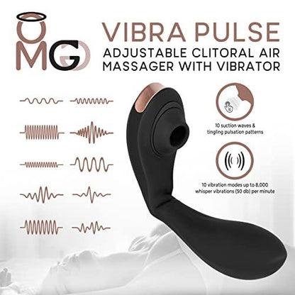 OMG Vibra Pulse Clitoral Air Massager and Vibrator - Black