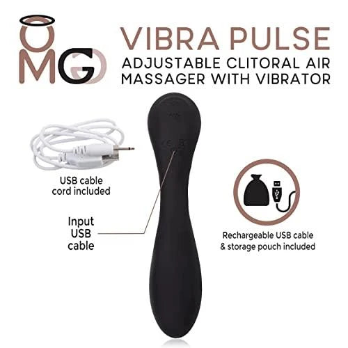 OMG Vibra Pulse Clitoral Air Massager and Vibrator - Black