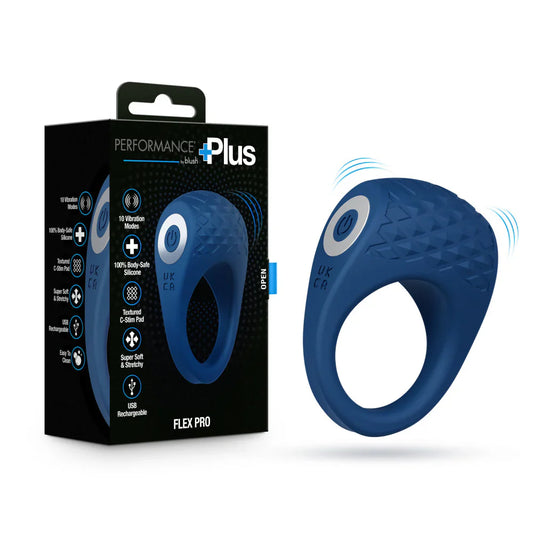 Performance Plus | Flex Pro Vibrating Cock Ring – USB Rechargeable – In Blue