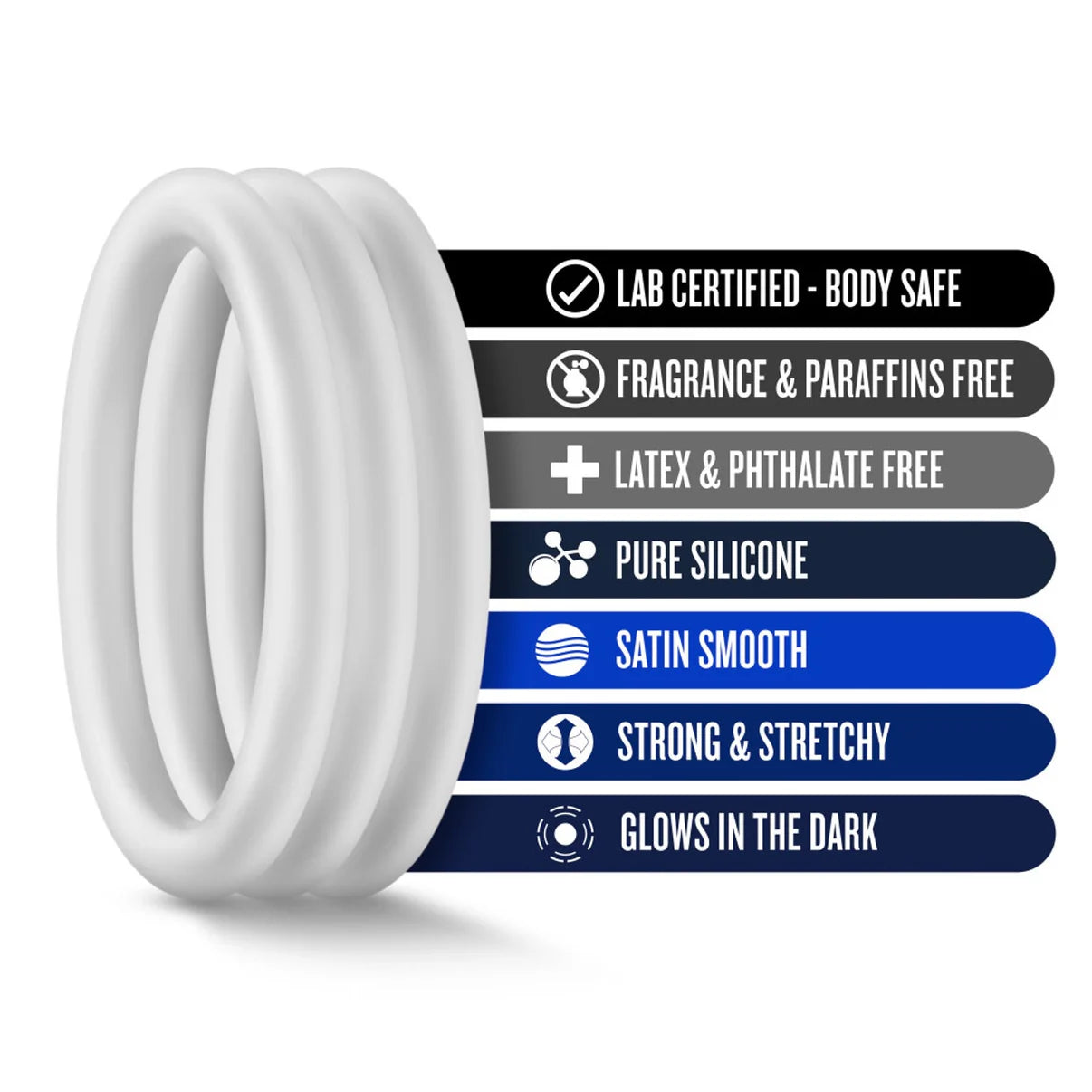 Performance - VS1 Pure Premium Silicone Cock Rings - Medium - White