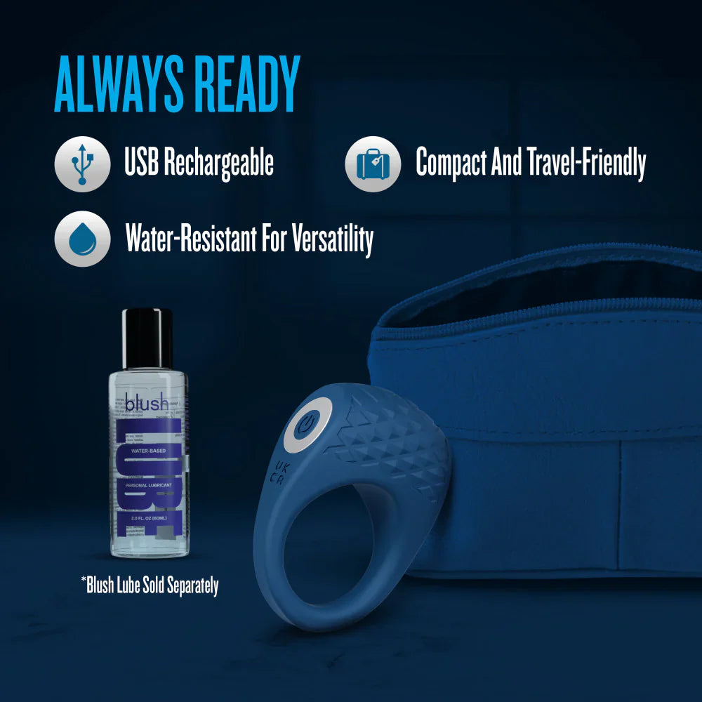 Performance Plus | Flex Pro Vibrating Cock Ring – USB Rechargeable – In Blue