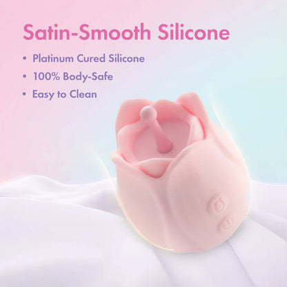 Romantic Rose Silicone Vibrator with Rosebud (Play with Me)