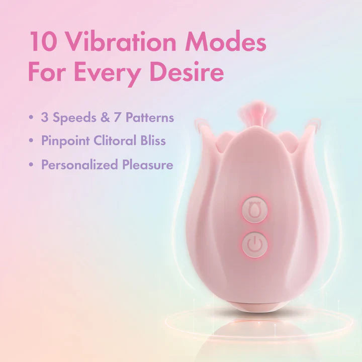Romantic Rose Silicone Vibrator with Rosebud (Play with Me)