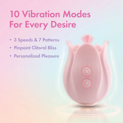 Romantic Rose Silicone Vibrator with Rosebud (Play with Me)