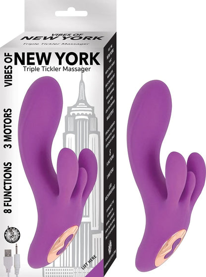 Vibes of New York - Triple Tickler Massager, Purple or