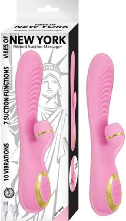 Vibes of New York - Ribbed Suction Massager, Pink