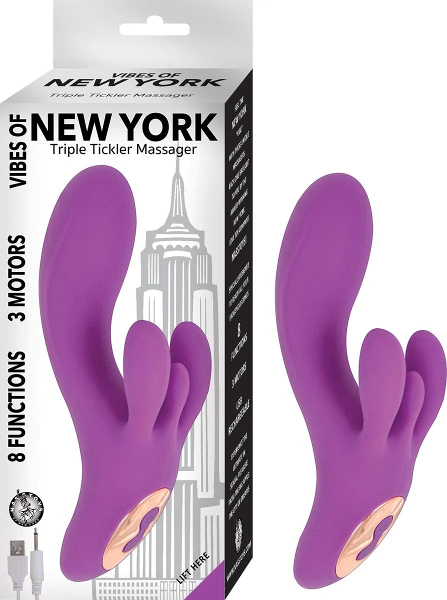 Vibes of New York - Triple Tickler Massager, Purple or