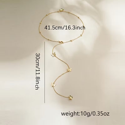 Minimalist Y-Necklace with Bow Pendant | Sexy Back Body Chain