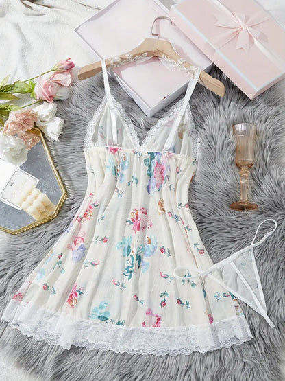 Floral Print Lingerie Dress