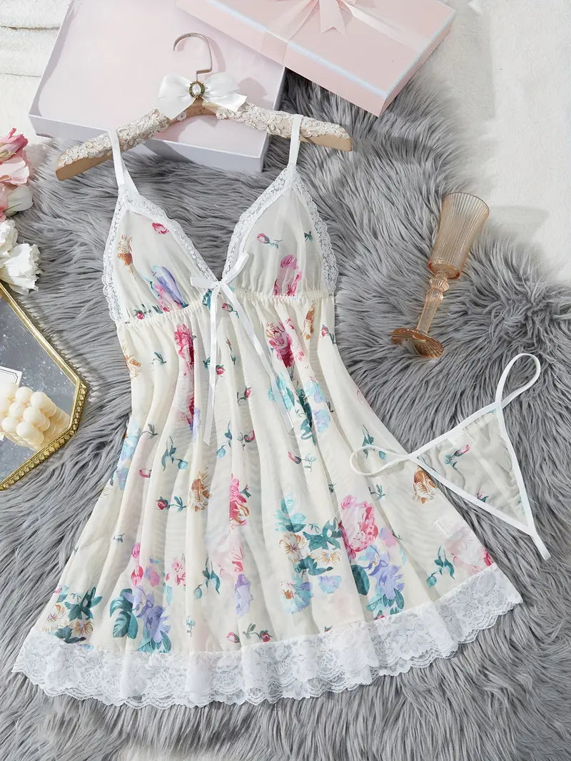 Floral Print Lingerie Dress