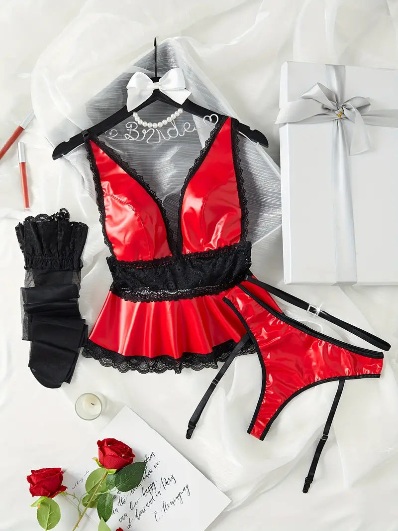 Naughty Red and Black with Garters