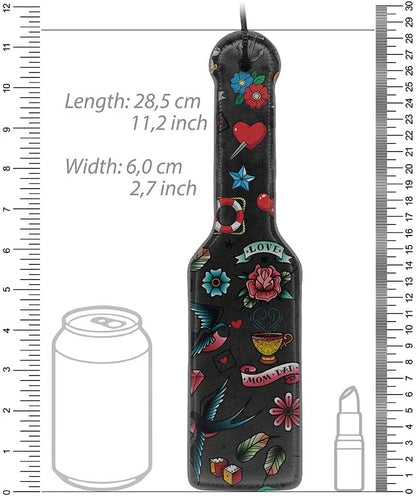Ouch Old School Tattoo Style Printed Paddle - Black