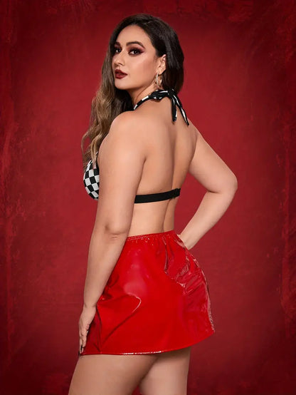 Red Pleather Racing Set 2 Pc