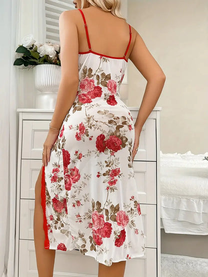 Red/white Floral 3/4 Length