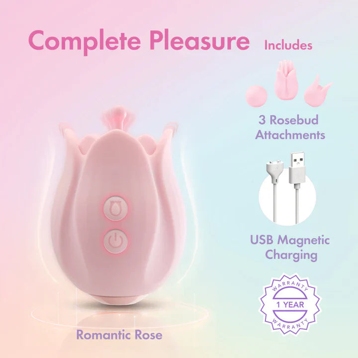 Romantic Rose Silicone Vibrator with Rosebud (Play with Me)