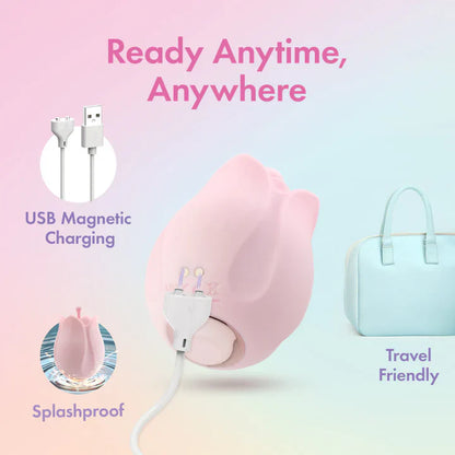 Romantic Rose Silicone Vibrator with Rosebud (Play with Me)