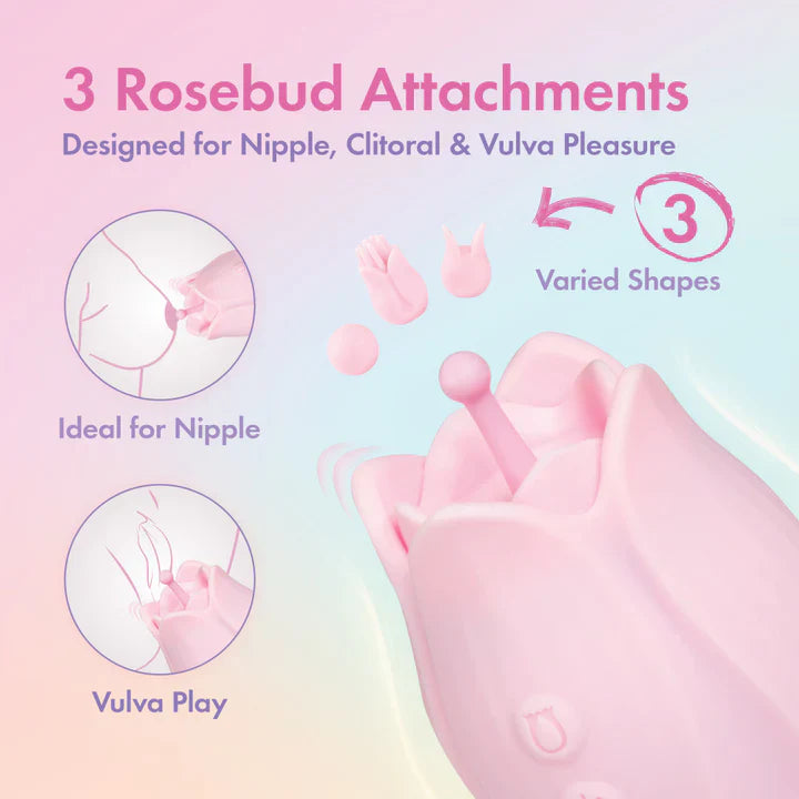Romantic Rose Silicone Vibrator with Rosebud (Play with Me)