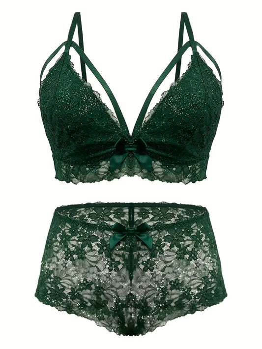 Sexy Green 2 Piece Lace Set